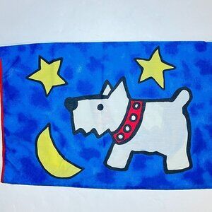 SCOTTIE DOG Revman Vintage 80s Blue White Abstract PILLOWCASE Rare HTF